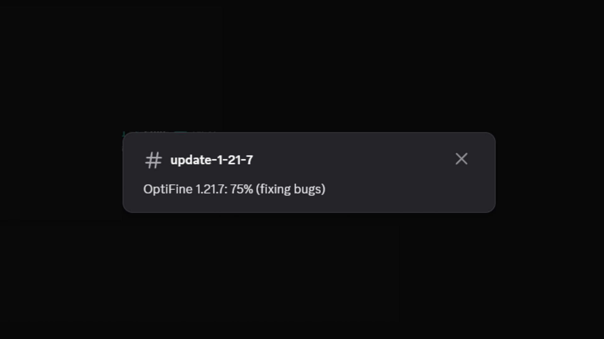 Minecraft OptiFine 1.21.7 development is 75% complete (Image via Discord/OptiFine)